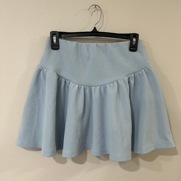NWT SHEIN Light Blue Mini Skater Skirt Women's Size Medium 6 - Picture 1 of 3